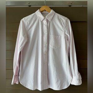 Jcrew 100% cotton pink striped crinkle button down